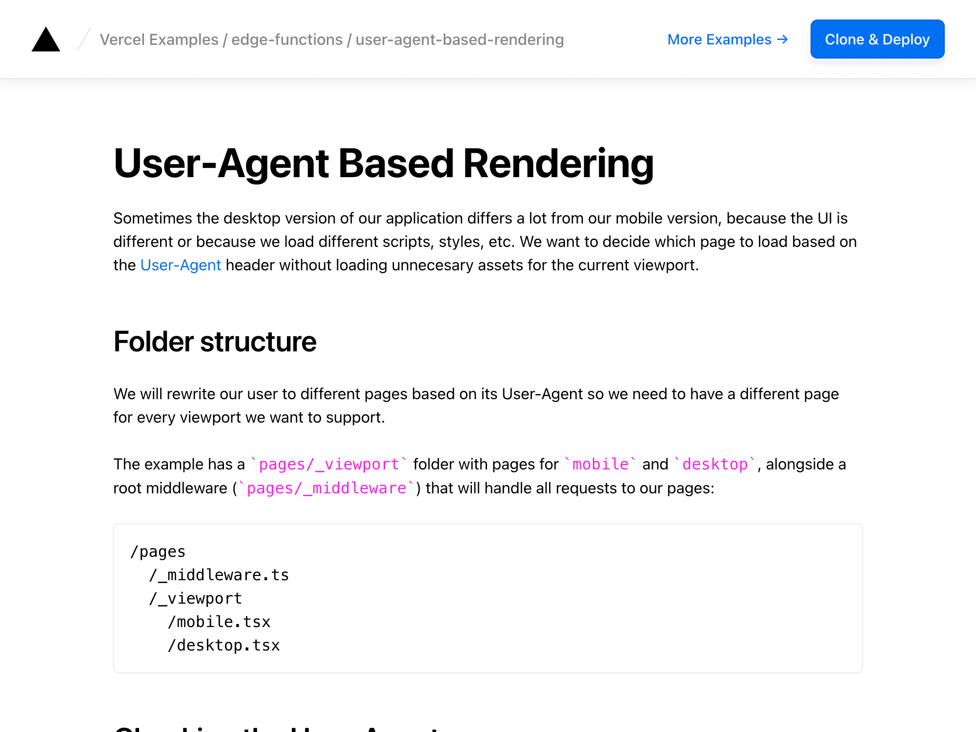 User-Agent Based Rendering