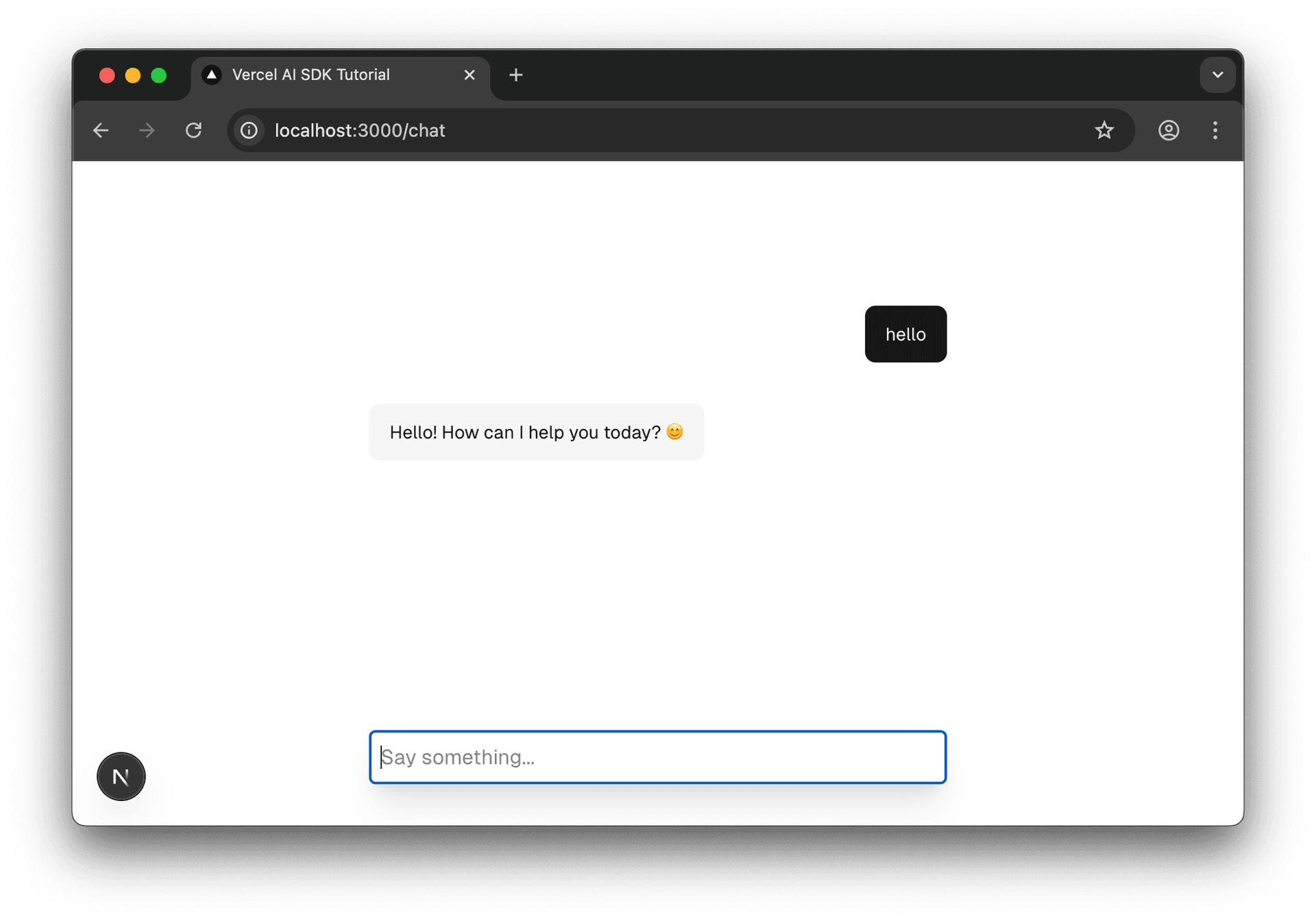 Screenshot of the chatbot with proper message bubbles