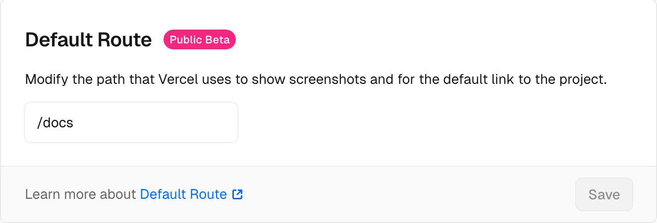 Setting to specify the default route for the project.