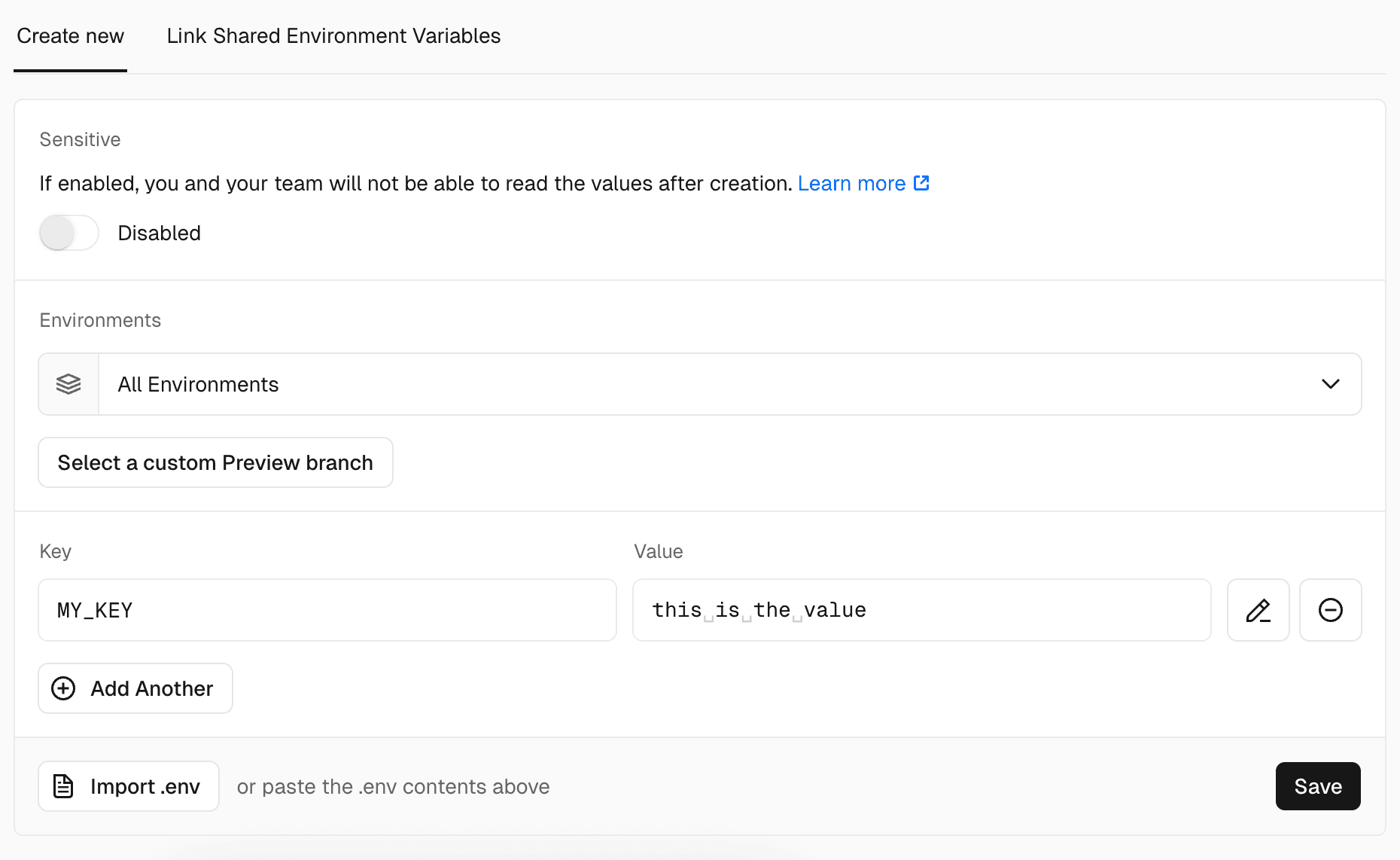 Adding an Environment Variable