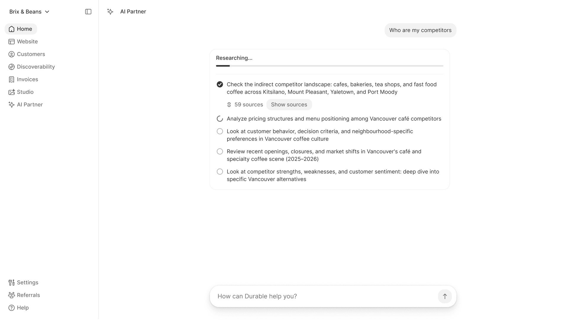 Durable's agents help entrepreneurs execute complex business processes in minutes.