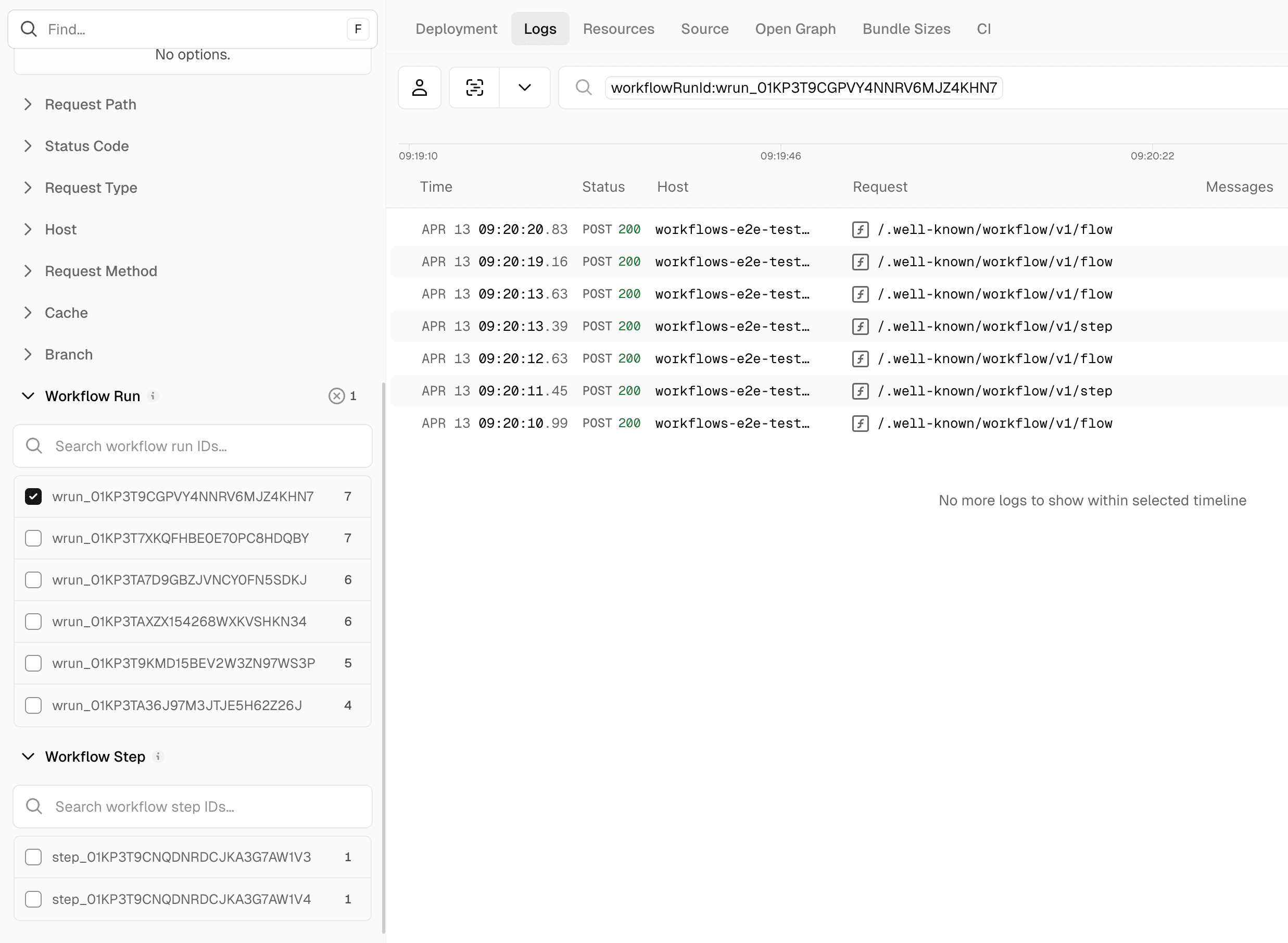 Workflow Logs - Dark