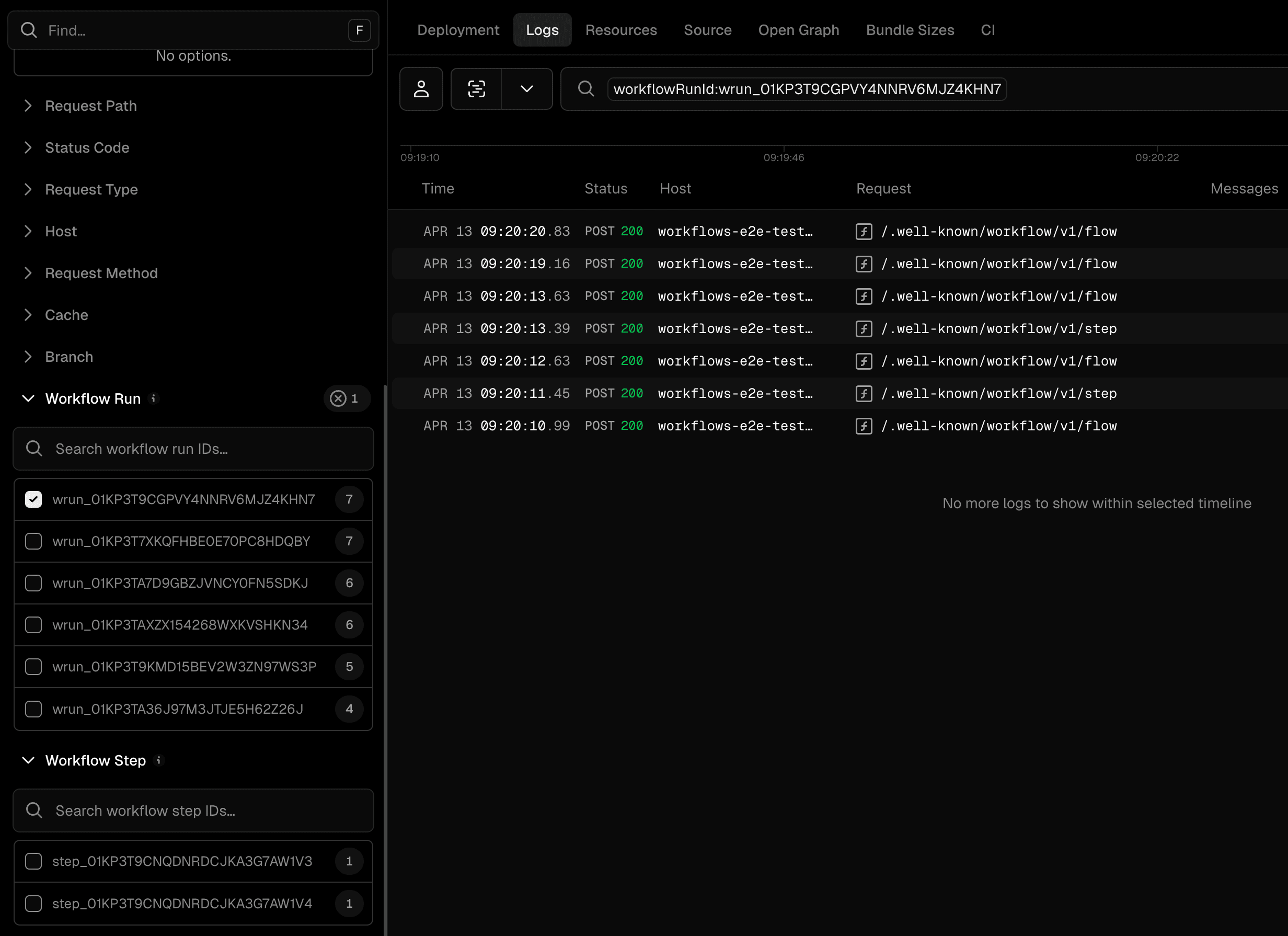 Workflow Logs - Dark