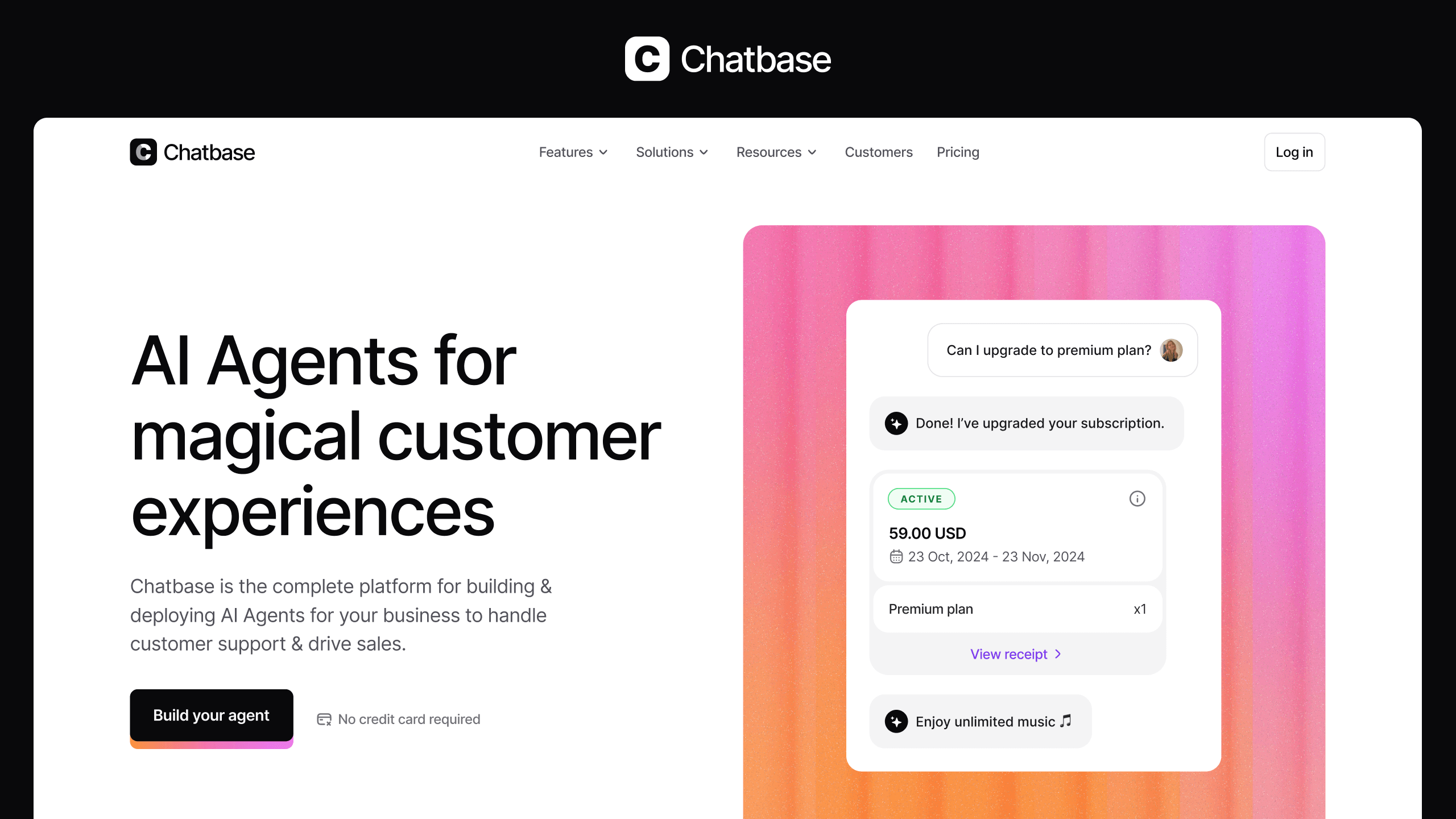 Screenshot of https://www.chatbase.co/